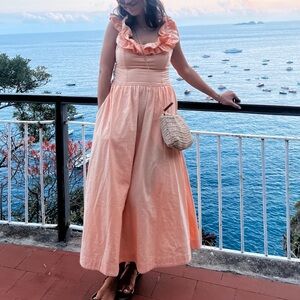 Free People Ruffle It Up Midi Dress - Summer Peach